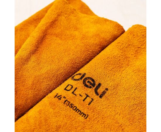 Защитные перчатки Deli Cowhide, краги сварщика 14" (EDL-T1), изображение 3