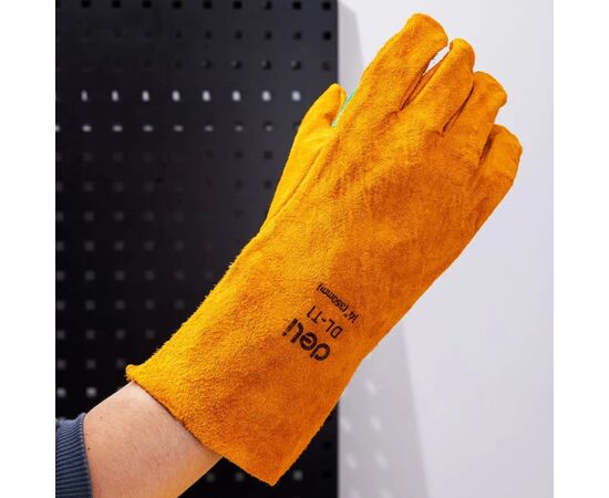 Защитные перчатки Deli Cowhide, краги сварщика 14" (EDL-T1), изображение 5
