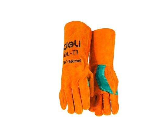 Защитные перчатки Deli Cowhide, краги сварщика 14" (EDL-T1)