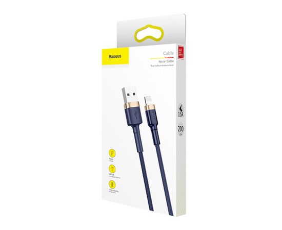 Дата кабель USB 2.0 AM to Lightning 2.0m 1.5A Cafule gold+blue Baseus (CALKLF-CV3), изображение 6