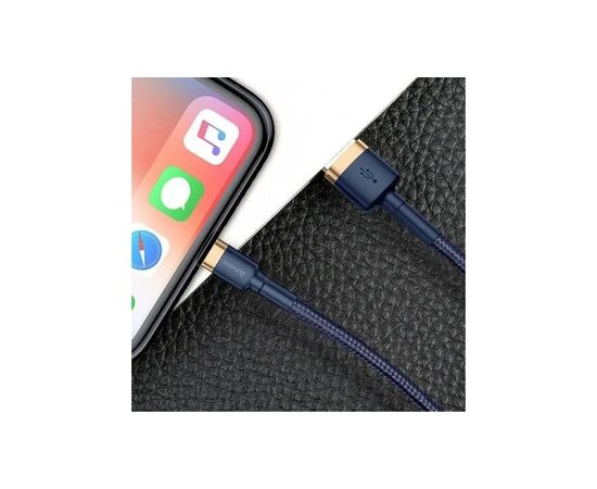 Дата кабель USB 2.0 AM to Lightning 2.0m 1.5A Cafule gold+blue Baseus (CALKLF-CV3), изображение 9