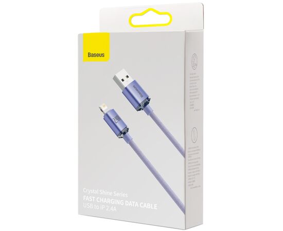 Дата кабель USB 2.0 AM to Lightning 1.2m 2.4A Crystal Shine Series purple Baseus (CAJY000005), изображение 2