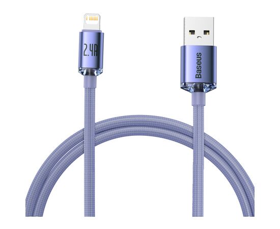 Дата кабель USB 2.0 AM to Lightning 1.2m 2.4A Crystal Shine Series purple Baseus (CAJY000005)