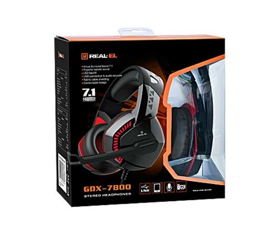Наушники REAL-EL GDX-7800 Black/Red (EL124100027), изображение 8