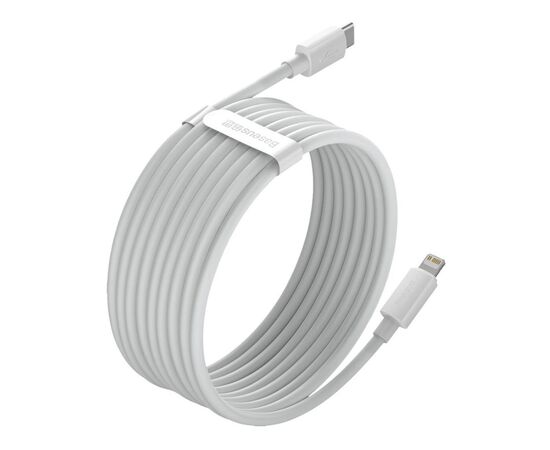 Дата кабель USB 2.0 AM to Lightning 1.5m 20W Simple WisdomKit (2PCS) white Baseus (TZCATLZJ-02), изображение 3
