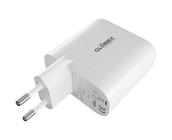 Зарядное устройство Globex GaN 1xUSB + 1xUSB-C 65W FastPower white (GaN65WAC), изображение 3