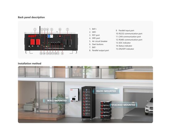 Батарея LiFePo4 Must 25.6V - 200Ah (LP16-24200), изображение 7