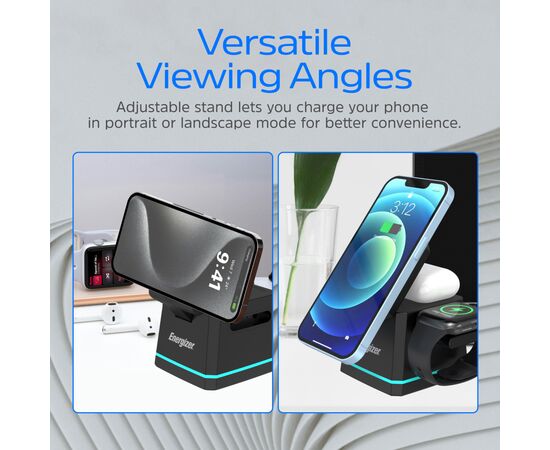 Зарядное устройство Energizer 15W 3-in-1 magnetic wireless black (WCP307), изображение 7