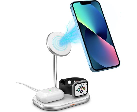 Зарядное устройство Energizer 15W 3-in-1 magnetic wireless white (WCP303), изображение 2