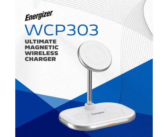 Зарядное устройство Energizer 15W 3-in-1 magnetic wireless white (WCP303), изображение 3