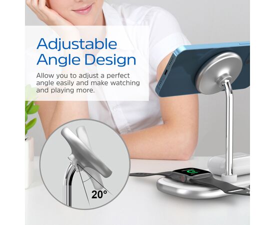 Зарядное устройство Energizer 15W 3-in-1 magnetic wireless white (WCP303), изображение 7