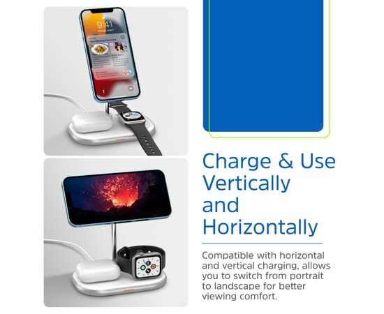 Зарядное устройство Energizer 15W 3-in-1 magnetic wireless white (WCP303), изображение 8