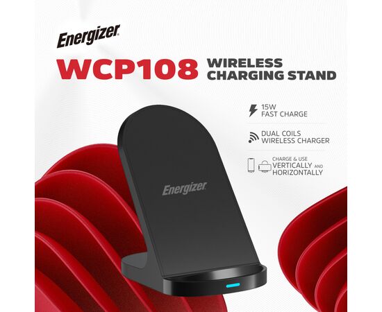Зарядное устройство Energizer Qi 15W wireless WCP108 black (WCP108), изображение 7