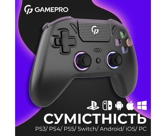 Геймпад GamePro 2.4G/BT 5.1/USB (Switch/PC/PS/iOS/Android) RGB Black (GPS20B), изображение 5