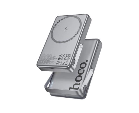 Батарея универсальная HOCO 10000mAh Sunlight PD/20W Magnetic with stand Metal Grey (Q36A / 714987), изображение 2