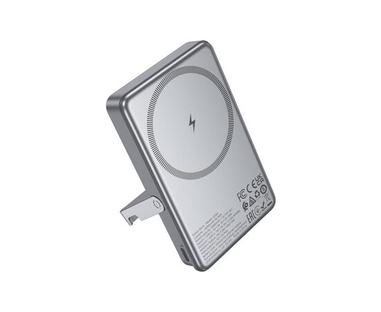Батарея универсальная HOCO 10000mAh Sunlight PD/20W Magnetic with stand Metal Grey (Q36A / 714987), изображение 3