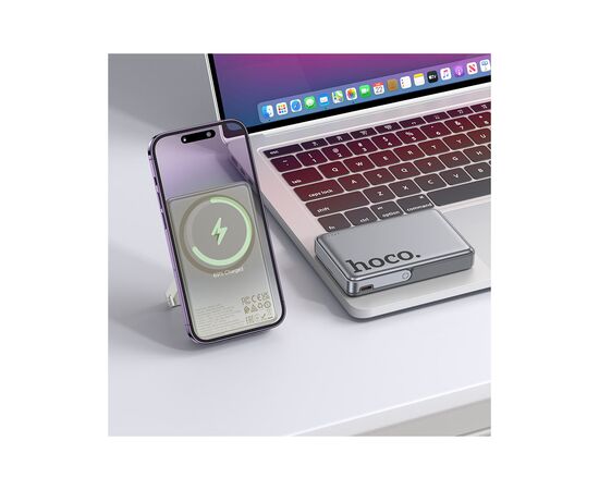 Батарея универсальная HOCO 10000mAh Sunlight PD/20W Magnetic with stand Metal Grey (Q36A / 714987), изображение 8