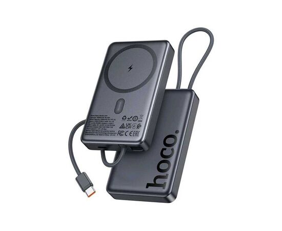 Батарея універсальна HOCO 10000 mAh Origen Dual PD/20W Magnetic with cable Type-C Metal Gray (Q44 / 714983), зображення 5