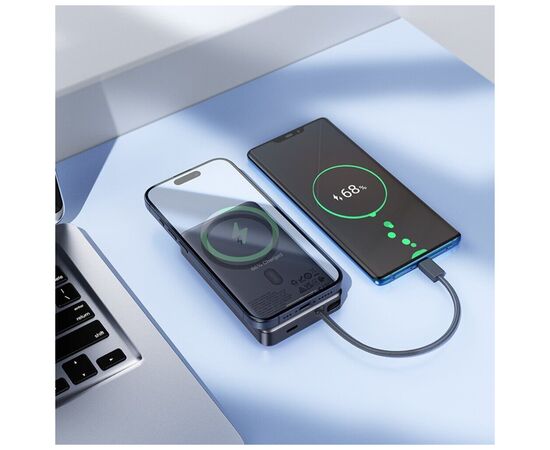 Батарея універсальна HOCO 10000 mAh Origen Dual PD/20W Magnetic with cable Type-C Metal Gray (Q44 / 714983), зображення 9