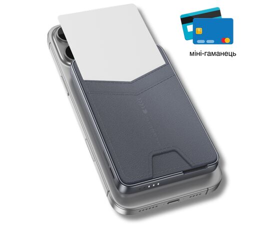 Батарея універсальна HOCO 5000mAh Title PD/20W Magnetic with stand + mini wallet Grey (Q46 / 714988), зображення 5