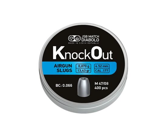 Пульки JSB Diabolo KnockOut Slugs 4,52 мм, 0,87 г, 400 шт/уп (546126-400)