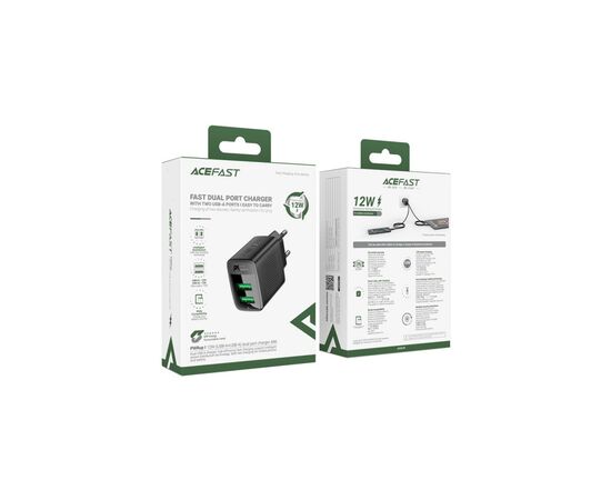 Зарядное устройство Acefast 2xUSB 12W A86 black (6974316283270), изображение 6