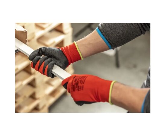 Защитные перчатки Hoegert RODER HT5K750-9 с вспененным латексом темно-красные, 9 (HT5K750-9), изображение 3