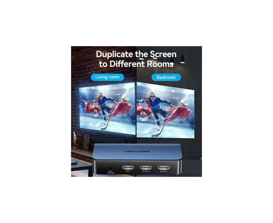 Сплиттер Vention HDMI 2.0 UHD 4K 60Hz 3D, HDCP 1in x 2out ports (AKEL0-EU), изображение 6