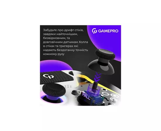 Геймпад GamePro GPS13W BT 5.3/USB/PC/iOS/Android/PS3/PS4 RGB White (GPS13W), зображення 4