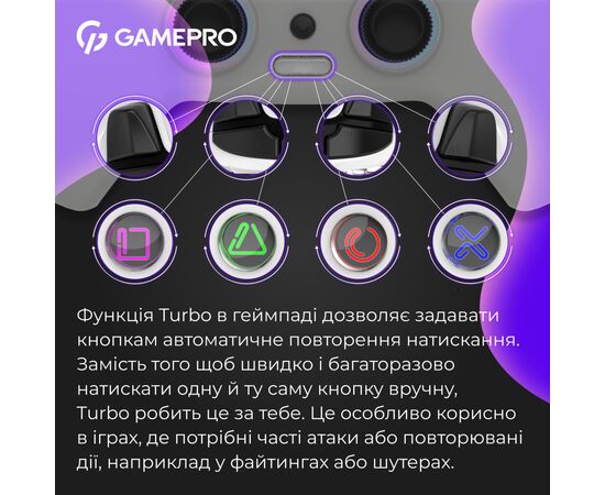 Геймпад GamePro із зарядною станцією 2.4G/BT 5.1/USB (Switch/PC/PS/iOS/Android) RGB White (GPS20W), изображение 10