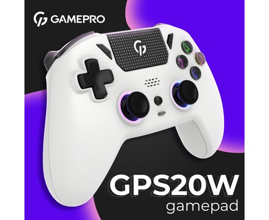 Геймпад GamePro із зарядною станцією 2.4G/BT 5.1/USB (Switch/PC/PS/iOS/Android) RGB White (GPS20W), изображение 4