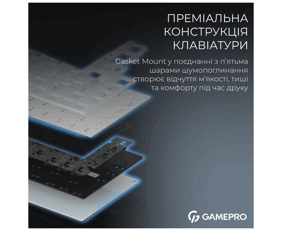 Клавиатура GamePro Asgard Valhalla Pro MK160B-D-Pro Rainy Switch Wireless/Bluetooth/USB UA Black (MK160B-D-Pro), изображение 5