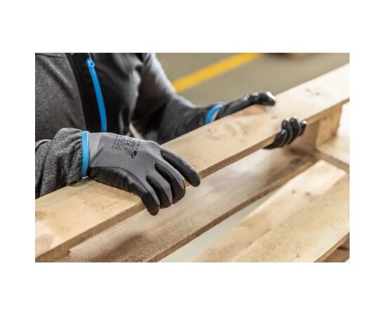 Защитные перчатки Hoegert BODE HT5K762-11 из нейлона/спандекса покрыты микропенным нитрилом темно-серые, 11 (HT5K762-11), изображение 3