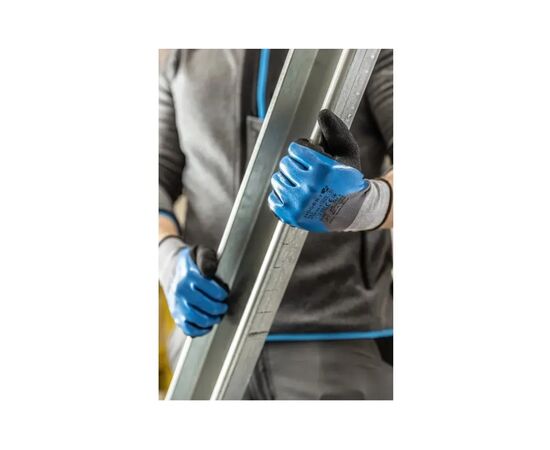 Захисні рукавиці Hoegert FILS HT5K764-10 з спіненим нітрилом 3/4 блакитні, 10 (HT5K764-10), зображення 3