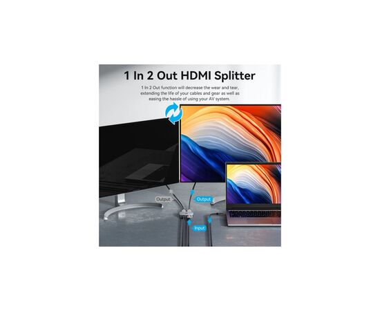 Сплиттер VENTION HDMI 2.1 UHD 8K 60Hz 3D, HDCP HDR Dolby 7.1 перемикач двонаправле (AKPH0), изображение 3