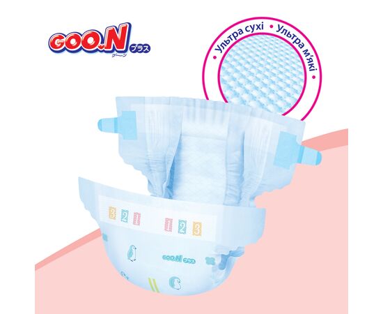 Подгузники GOO.N Plus 4-8 кг Розмір S, на ліпучках 62 шт (21001496), изображение 8