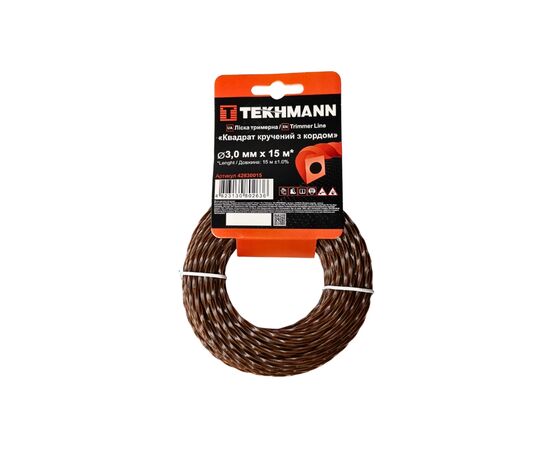 Жилка косильная Tekhmann "Квадрат витый с кордом" 3,0 мм × 15 м (42630015)
