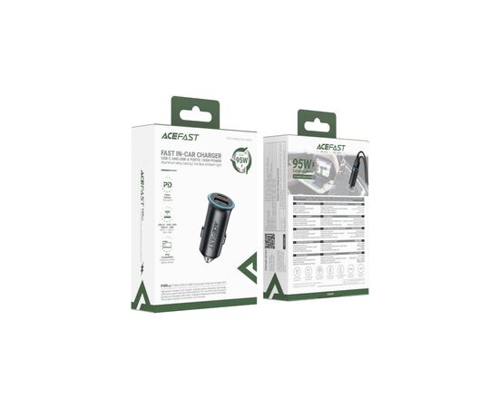 Зарядное устройство Acefast 1xUSB-C + 1xUSB 95W car adapter B16 black (6974316284970), изображение 5