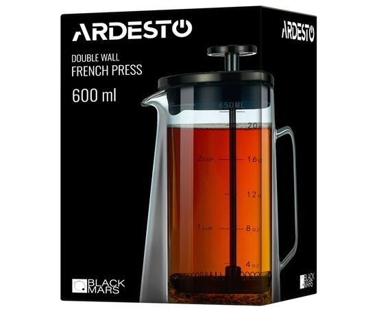 Френч-пресс Ardesto Black Mars з подвійними стінками 650 мл (AR1906DWB), изображение 7