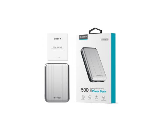 Батарея універсальна Choetech Magnetic Wireless 5000mAh 10W, USB-A,USB-C In/Out (B655 / 6932112104779), зображення 2