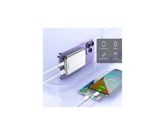 Батарея універсальна Choetech Magnetic Wireless 5000mAh 10W, USB-A,USB-C In/Out (B655 / 6932112104779), зображення 4