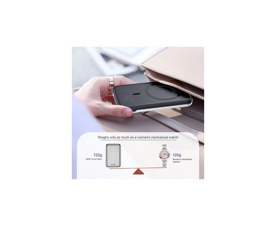 Батарея універсальна Choetech Magnetic Wireless 5000mAh 10W, USB-A,USB-C In/Out (B655 / 6932112104779), зображення 6