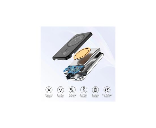 Батарея універсальна Choetech Magnetic Wireless 5000mAh 10W, USB-A,USB-C In/Out (B655 / 6932112104779), зображення 7