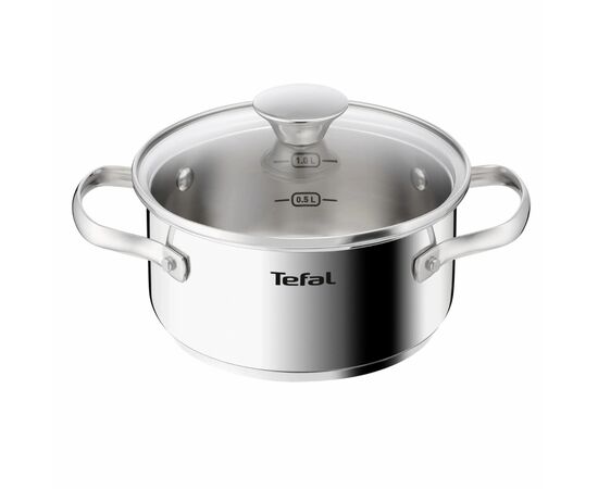 Кастрюля Tefal Minis, з кришкою,1.5 л, нержавіюча сталь, скло (H8744255)