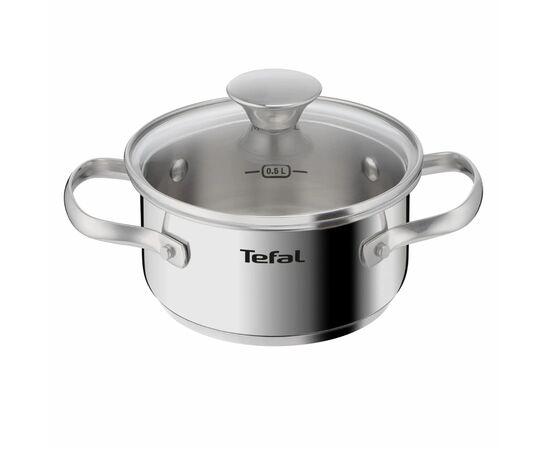 Кастрюля Tefal Minis, з кришкою,1л, нержавіюча сталь, скло (H8743155)
