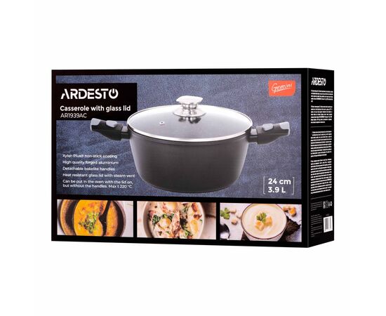Кастрюля Ardesto Gemini Bari, 3.9л, алюміній, чорний (AR1939AC), изображение 9