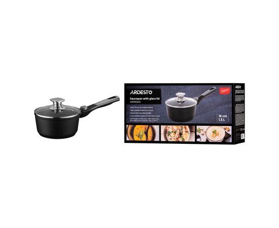 Ковш Ardesto Gemini Bari, 1.3л, алюміній, чорний (AR1913AS), изображение 10