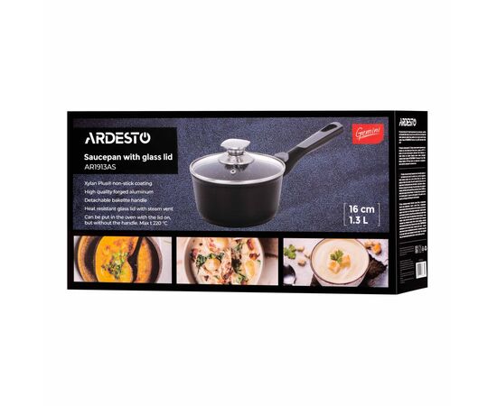 Ковш Ardesto Gemini Bari, 1.3л, алюміній, чорний (AR1913AS), изображение 9