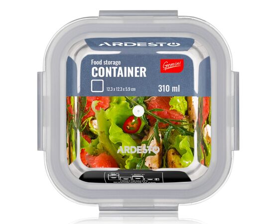 Пищевой контейнер Ardesto Gemini квадратний, 0.31л, боросилікатне скло, прозорий (AR1230BSQ), изображение 6