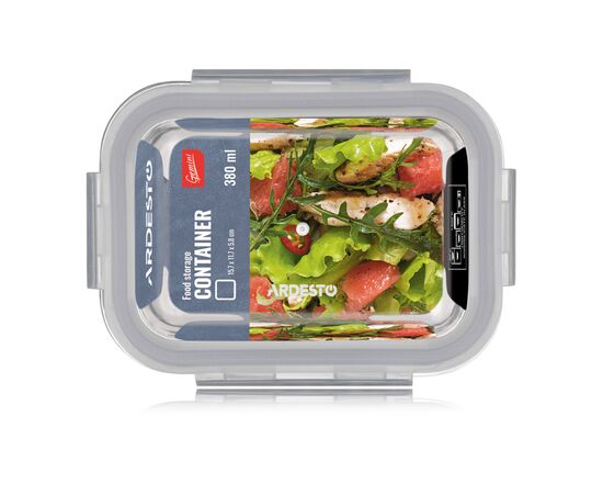 Пищевой контейнер Ardesto Gemini прямокутний, 0.38л, боросилікатне скло, прозорий (AR1240BRC), изображение 6